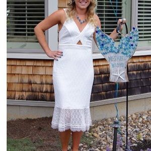 White mermaid bridal shower dress